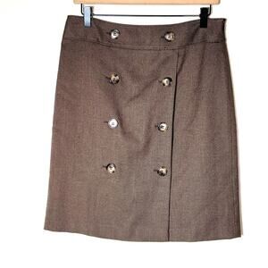 Ann Taylor brown button-down a line business casual skirt size 6 B139